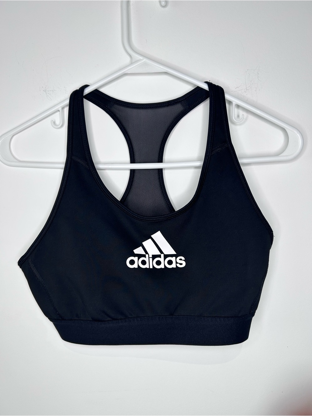 adidas Black Sports Bra Top with White Logo